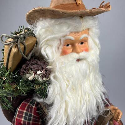 Santa Claus Father Christmas Cowboy Rancher Saddle Me Up Ceramic Felt Plastic Home Decor Figurine