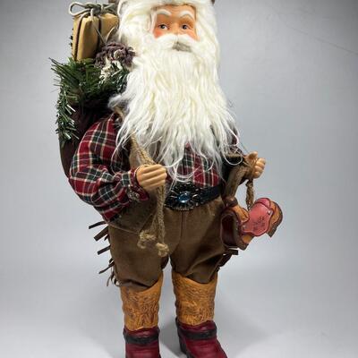 Santa Claus Father Christmas Cowboy Rancher Saddle Me Up Ceramic Felt Plastic Home Decor Figurine