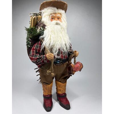 Santa Claus Father Christmas Cowboy Rancher Saddle Me Up Ceramic Felt Plastic Home Decor Figurine