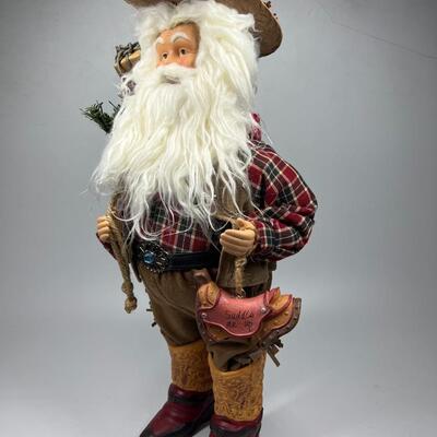 Santa Claus Father Christmas Cowboy Rancher Saddle Me Up Ceramic Felt Plastic Home Decor Figurine