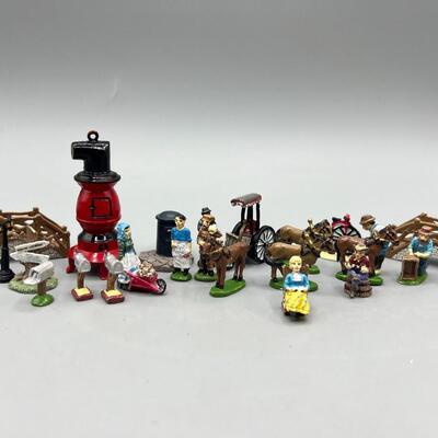 Retro Lot of Farm Old West Collectible Metal Miniatures Figurines