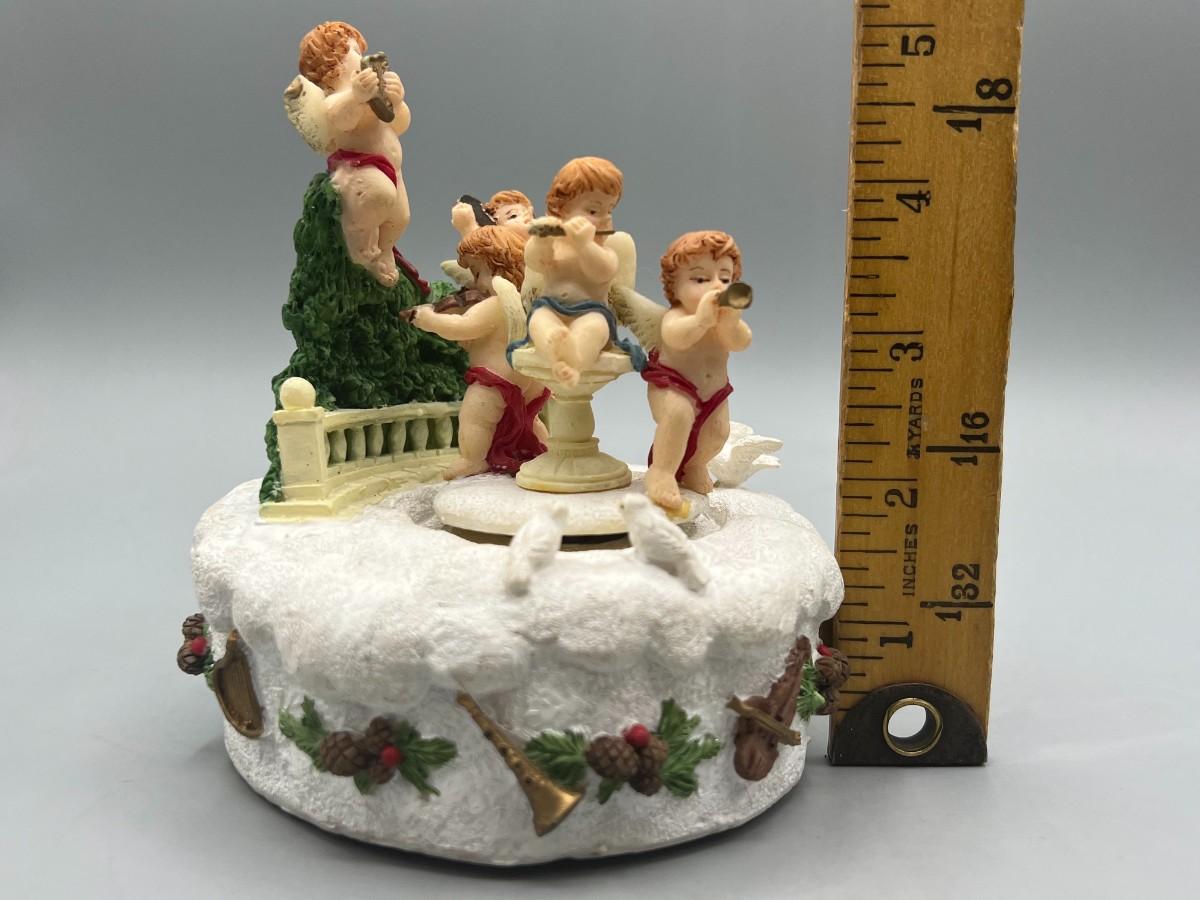 Holiday Christmas Decor Spinning Musical Angel Cherubs Wind Up Music