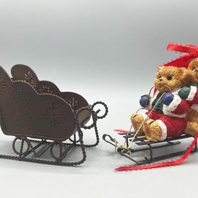 Decorative Sled Home Decor Pieces Cornerstone Creations Bear Sled Figurine & Metal Tin Sled