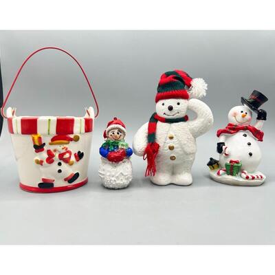 Lot of Snowmen Ceramic Resin Christmas Decor Table Top Decor