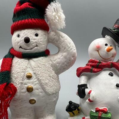 Lot of Snowmen Ceramic Resin Christmas Decor Table Top Decor