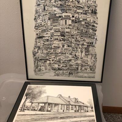 BC22 two framed B & W pictures