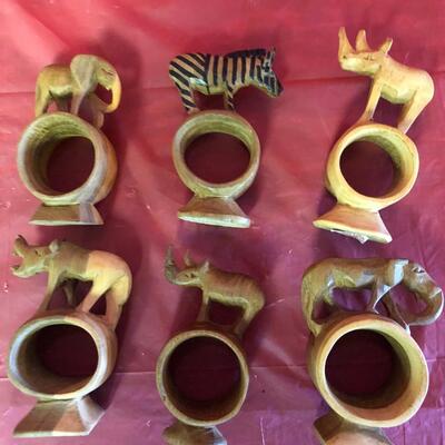 B49- African Carved Animal Napkin Rings