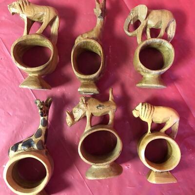 B49- African Carved Animal Napkin Rings