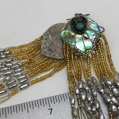 Gorgeous Glass Beaded XxLong Abalone Shell Earrings ðŸ˜