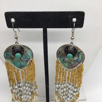 Gorgeous Glass Beaded XxLong Abalone Shell Earrings 😍