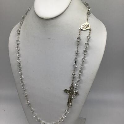 Vintage Catamore  Sterling Silver Aurora Borealis Beaded Rosary