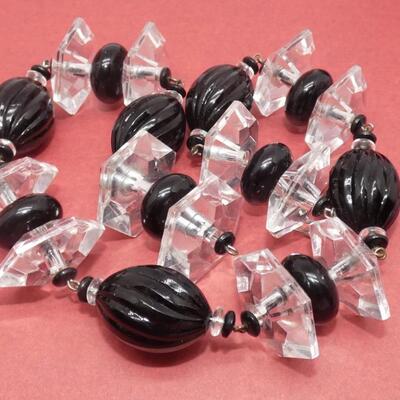 Black & Clear Plastic Beaded Necklace
