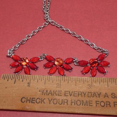 Ruby Red Flower Necklace - Claire's