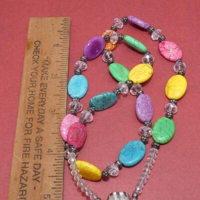Rainbow Beaded Necklace, Magnet Clasp