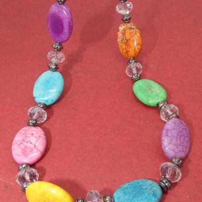 Rainbow Beaded Necklace, Magnet Clasp