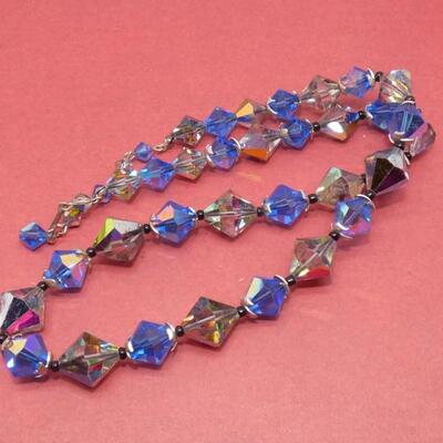 MCM Blue & Clear Crystal Beaded Necklace - Beautiful!