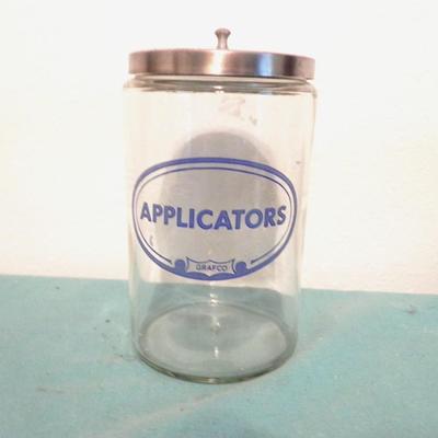 APOTHECARY GLASS JARS WITH LIDS AND GLASS EYE WASH