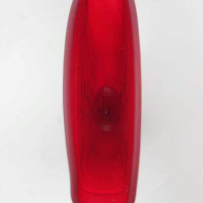 FENTON RED SATIN DANCING LADY FAN VASE FFOGKC 2007