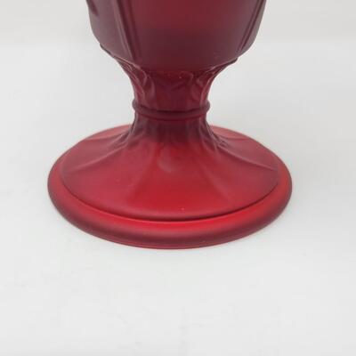 FENTON RED SATIN DANCING LADY FAN VASE FFOGKC 2007