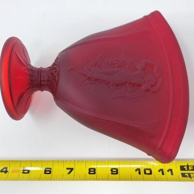 FENTON RED SATIN DANCING LADY FAN VASE FFOGKC 2007