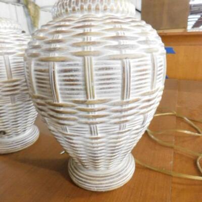 Large Ceramic Post Lamp with Basket Weave Design Choice A