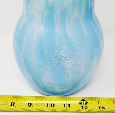 2006 FENTON CONNOISSEUR COLLECTION - DAVE FETTY STAMPED  "CARIBBEAN DAY" GLASS VASE