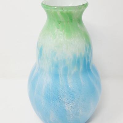2006 FENTON CONNOISSEUR COLLECTION - DAVE FETTY STAMPED  "CARIBBEAN DAY" GLASS VASE