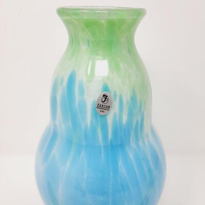 2006 FENTON CONNOISSEUR COLLECTION - DAVE FETTY STAMPED  "CARIBBEAN DAY" GLASS VASE