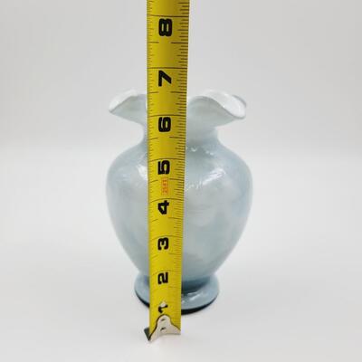 FENTON FEDERAL BLUE DAISIES AND FERN OVERLAY VASE