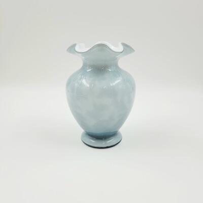 FENTON FEDERAL BLUE DAISIES AND FERN OVERLAY VASE