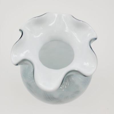 FENTON FEDERAL BLUE DAISIES AND FERN OVERLAY VASE