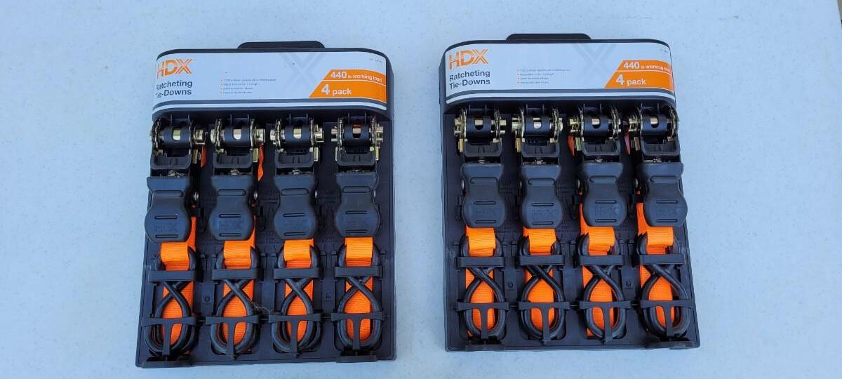 Lot 249 (2) Brand New Sets of Ratchet Tie Downs by HDX (Home Depot