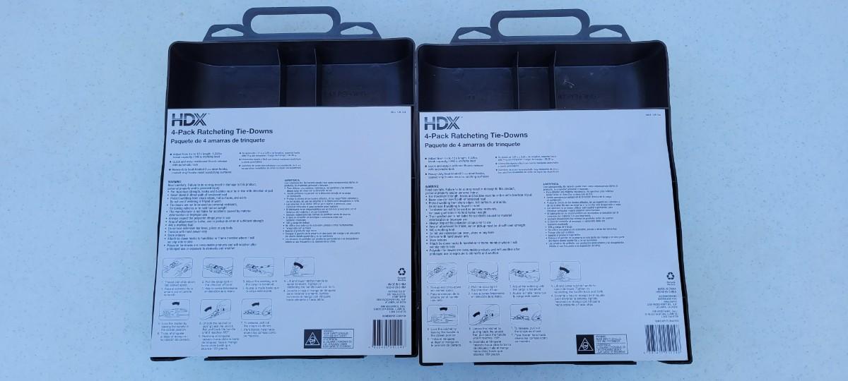 Lot 249 (2) Brand New Sets of Ratchet Tie Downs by HDX (Home Depot