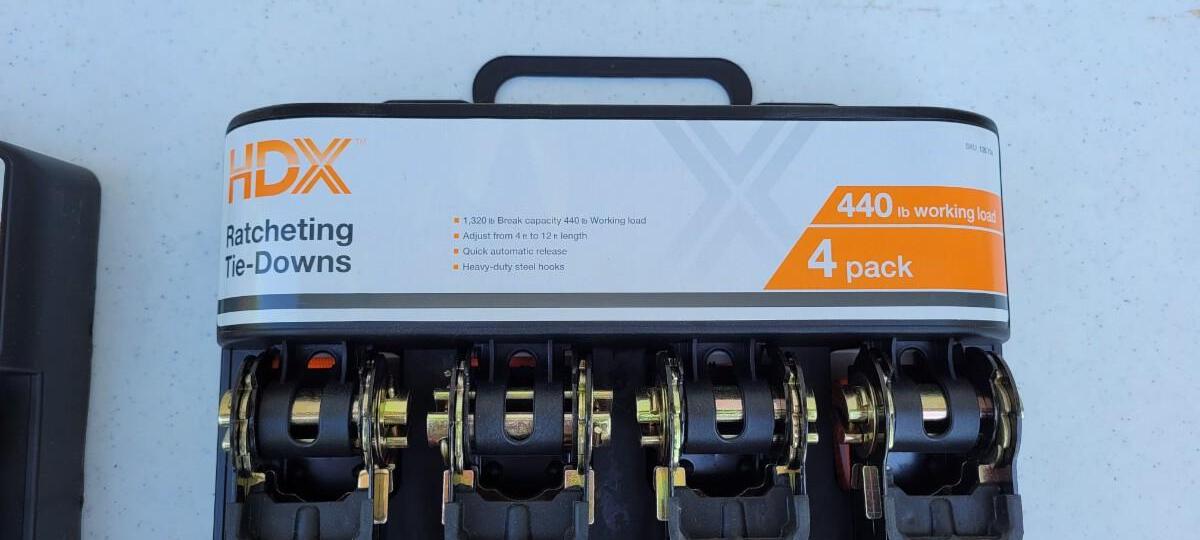 Lot 249 (2) Brand New Sets of Ratchet Tie Downs by HDX (Home Depot