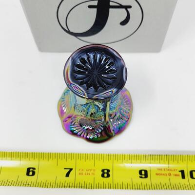 FENTON AMETHYST CARNIVAL ART GLASS TOOTH PICK HOLDER W/ ORIGINAL BOX
