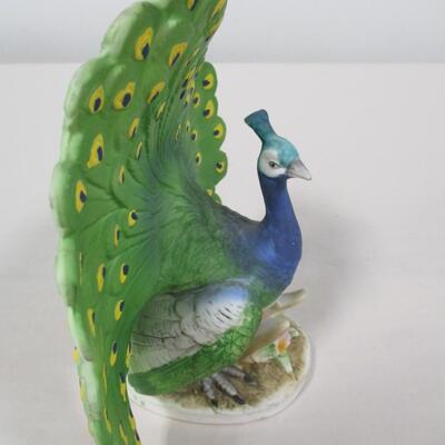 Vintage Lefton Peacock Ceramic Figurine Hand Painted 6”