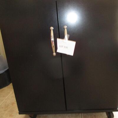 Black Wooden Storage Cart/Cabinet