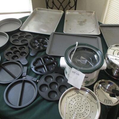 Cookware-crockpot, cookie sheets, muffin, steamers