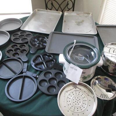Cookware-crockpot, cookie sheets, muffin, steamers