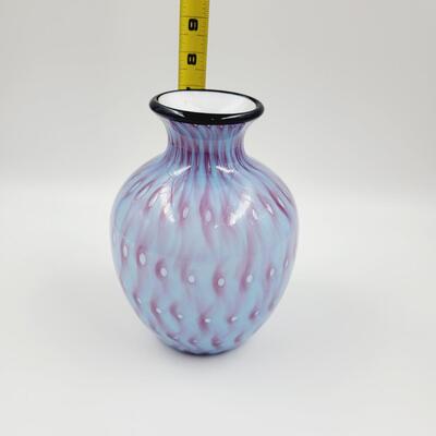 FENTON - ONE OF A KIND - DAVE FETTY - CONTROLLED BUBBLE MULTI COLORED VASE (STAMPED)