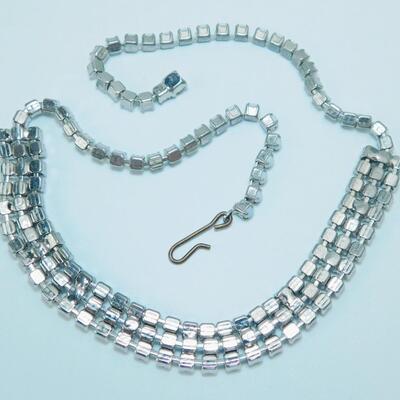 Vintage Crystal Rhinestone & Milkglass Necklace