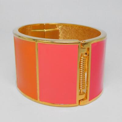 Colorful Pink, Red & Orange Hinged Bracelet
