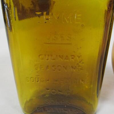 Pair of Vintage Clevenger Bros Blown Glass Herb Bottles