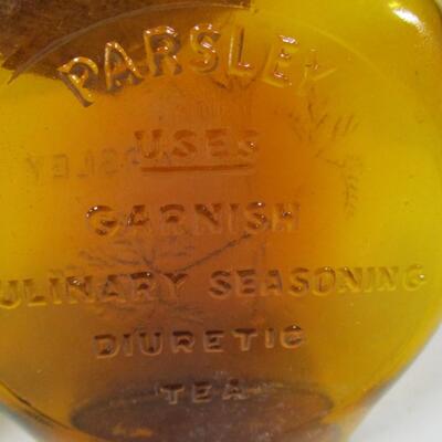 Pair of Vintage Clevenger Bros Blown Glass Herb Bottles