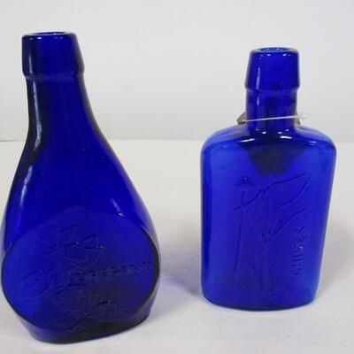 Pair of Vintage Clevenger Bros Blown Glass Herb Bottles