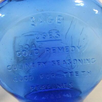 Pair of Vintage Clevenger Bros Blown Glass Herb Bottles