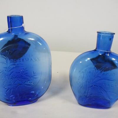 Pair of Vintage Clevenger Bros Blown Glass Herb Bottles