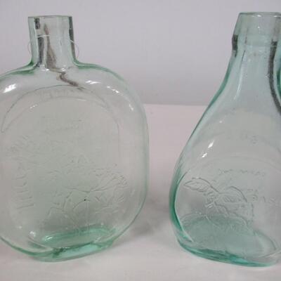Pair of Vintage Clevenger Bros Blown Glass Herb Bottles