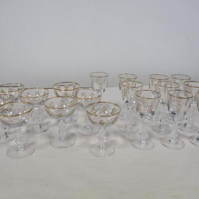 Crystal Gold Design Wine & Sorbet Glasses