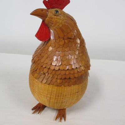 Rooster Woven Wicker Box Basket